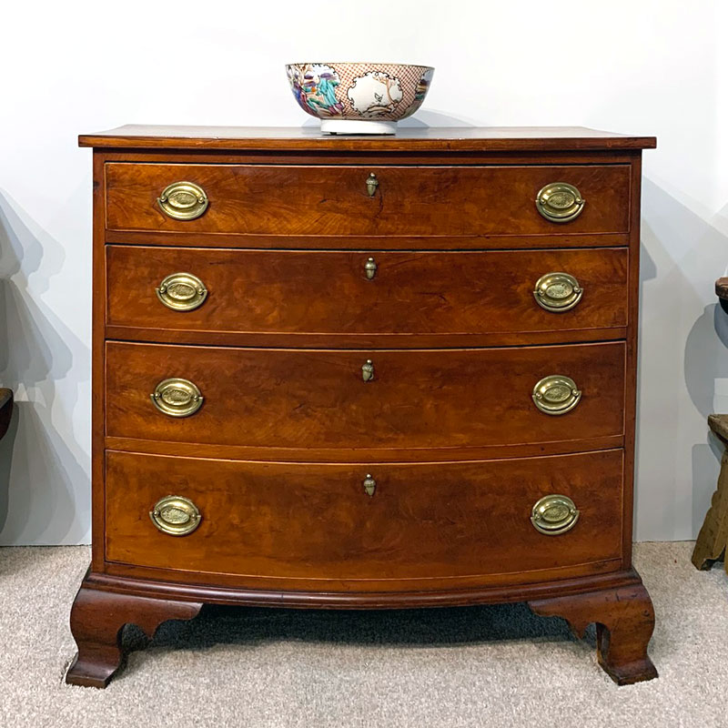 HEPPLEWHITE CHERRY BOW-FRONT
CHEST OF DRAWERS