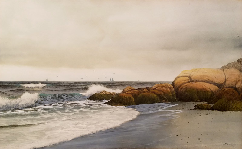 watercolor depicting Singing Beach, Manchester-by-the-Sea, Massachusetts by George Howell Gay