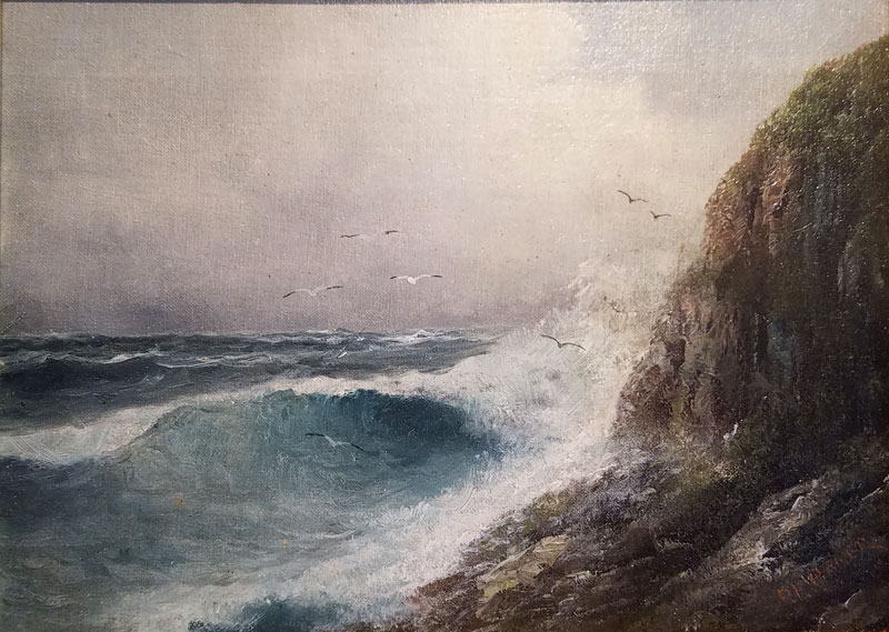 Painting of the American bark 'Neptune' in stormy seas by William Pierce Stubbs 